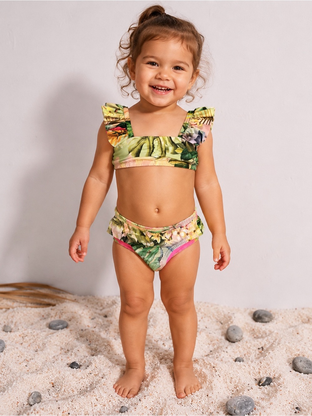 PQ Swim Girls Tropical Floral Bikini Set Size 2